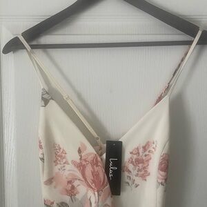 Lulu's Cream Dress with Blush Floral Print